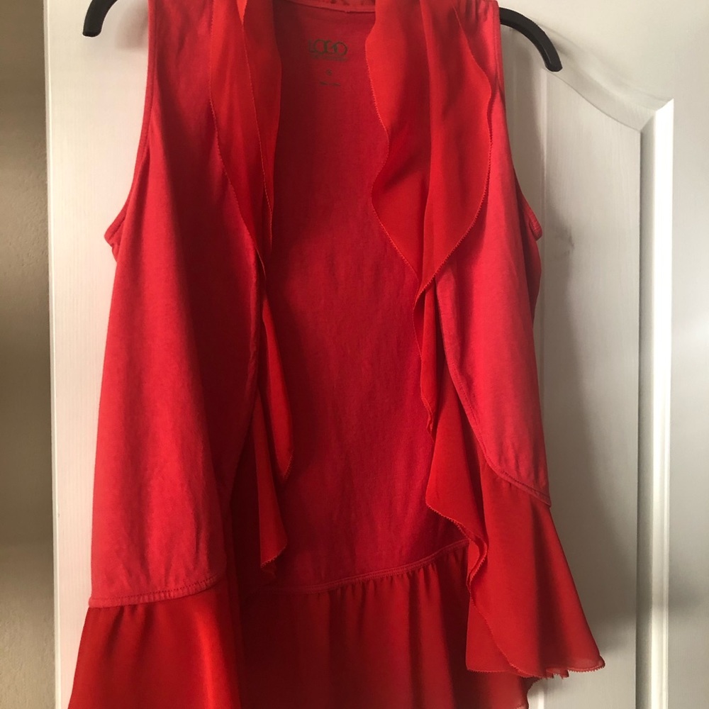 LOGO by Lori Goldstein Open Drape Cardigan- Red